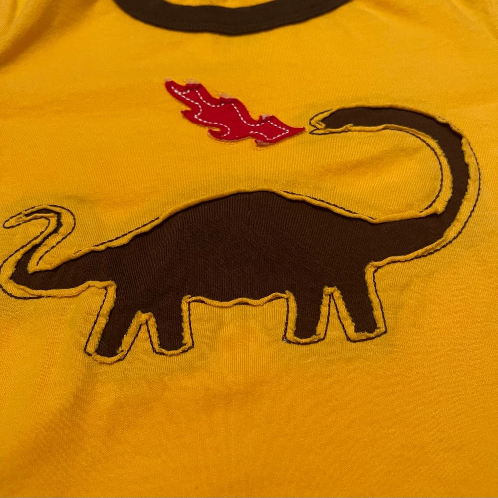 Circo Yellow and Brown Dinosaur Tee 2fer TShirt Cut and Sewn Appliqué Dino 4T